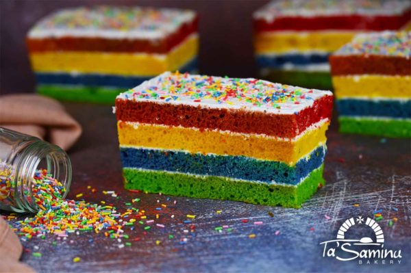 Rainbow Layer Cake Portion
