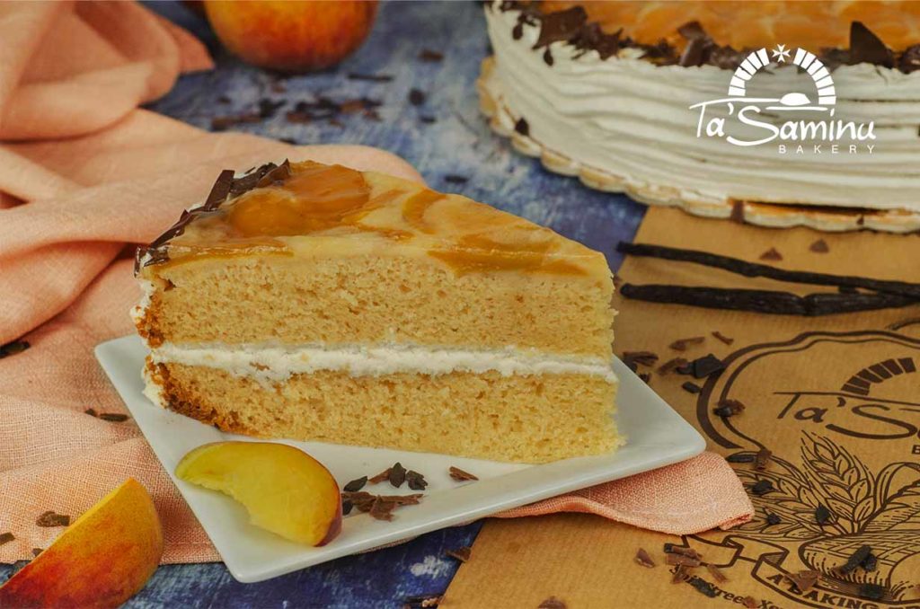 Vanilla & Peach Cake Portion